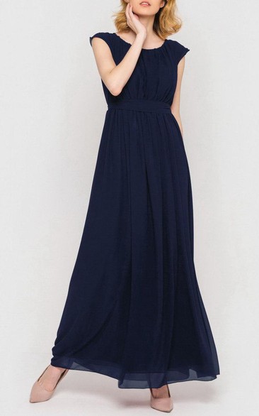 Newest Modest Chiffon Formal Dress With Bow