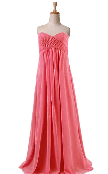Sweetheart A-line Pleated Dress With Criss Cross