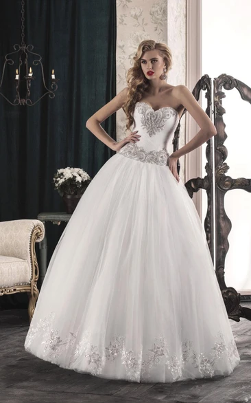 A-Line Strapped Sweetheart Tulle Lace Dress With Corset Back