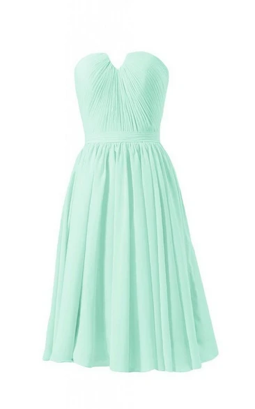 Strapless Notched Pleated Short Dress With Zipper Back