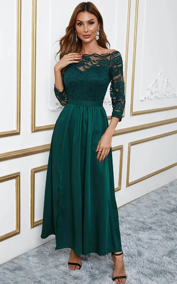 Emerald green cocktail shop dress with sleeves