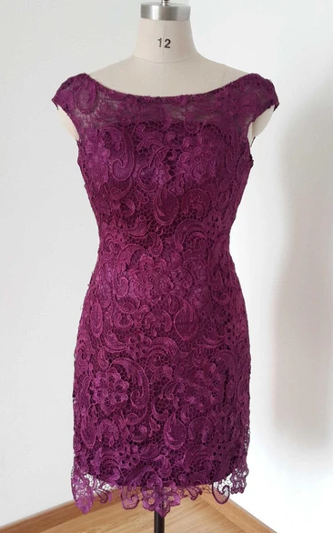 Mini Cap Sleeve Lace Dress With Low-V Back