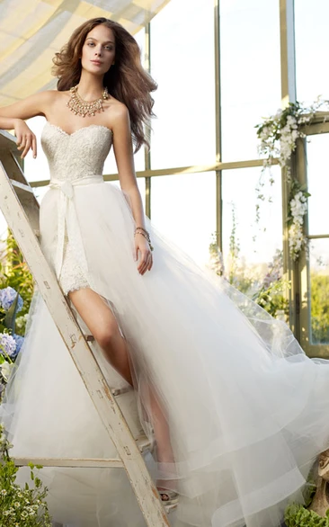 Sassy Lace Mini Dress With Detachable Tulle Overskirt - June
