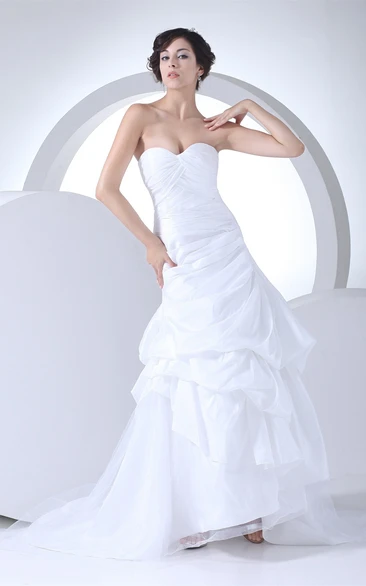 Sweetheart Ruched High-Low Dress with Ruffles and Tiers