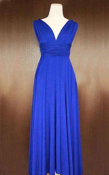 Maxi Cobalt Blue Bridesmaid Convertible Twist Wrap Dress