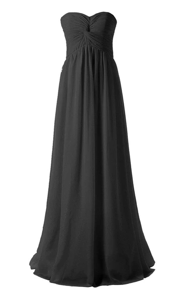 Strapless Chiffon Gown With Knot Detail