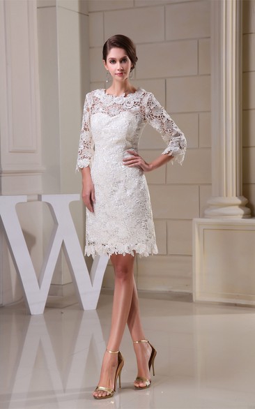Refined A-Line Mini Dress with Appliques and Half Sleeve - June Bridals