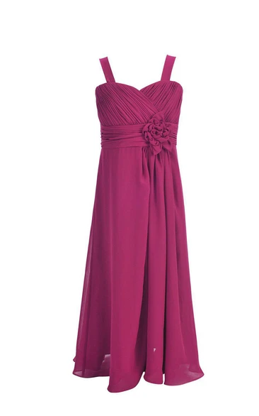 Sleeveless Flowy Dress With Pleats and Flower