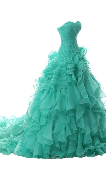 Sweetheart Ballgown With Ruffles and Lace-up Back