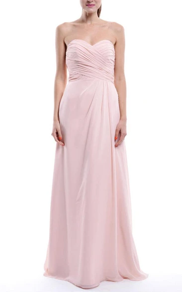 Pink Long Sweetheart Chiffon Dress