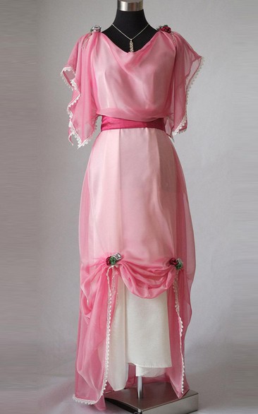 Edwardian Pastel Pink Evening Made In England Downton Abbey Inspired Titanic Styled Dress
