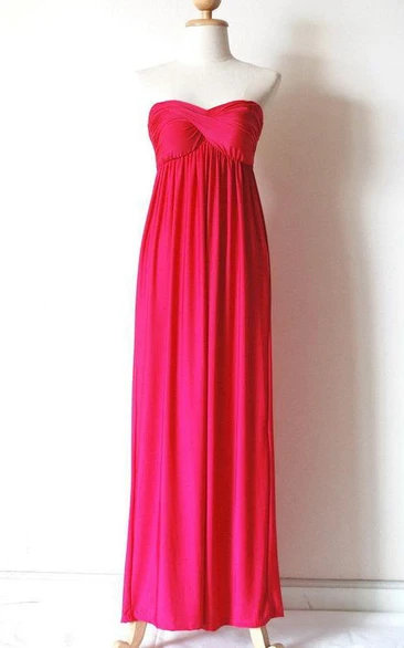 Sweetheart Full Length Chiffon Hot Pink Dress
