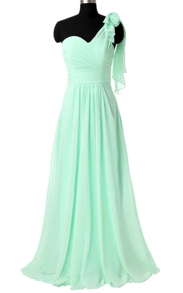 Unique Mint Bridesmaid Long One Shoulder Chiffon Convertible Prom Dress