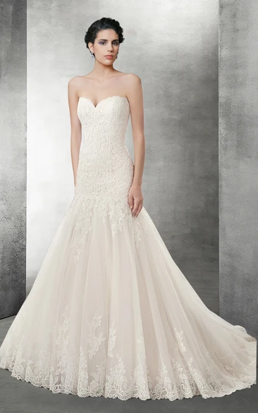 Sweetheart Mermaid Lace Wedding Dress With Lace Up Back