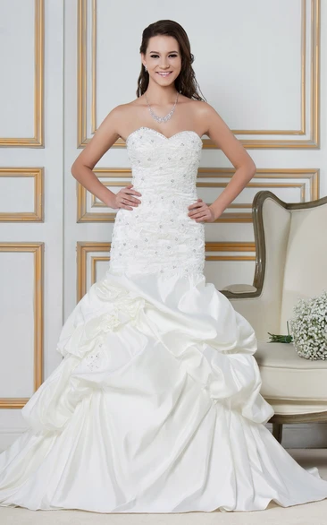 Sweetheart Pick-Up A-Line Gown With Beaded Bodice