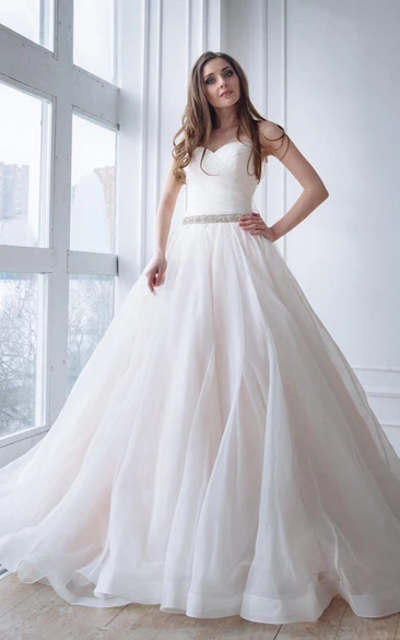 Organza Satin Lace Lace-Up Corset Back Wedding Dress