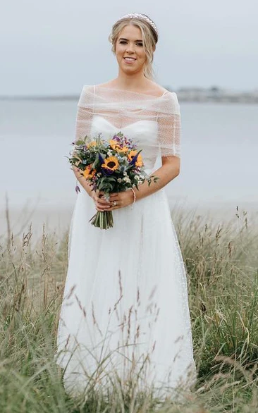 Elegant A-Line Chiffon Wedding Dress With Cowl Neckline And Zipper Back