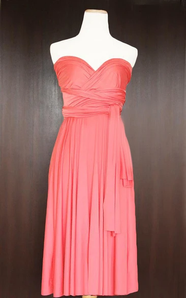 Short Coral Infinity Multiway Convertible Wrap Dress