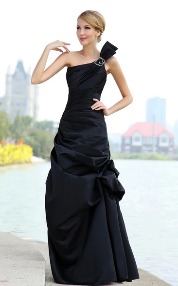 Siren Asymmetrical One-Shoulder Dress With Pick-Up Ruffles