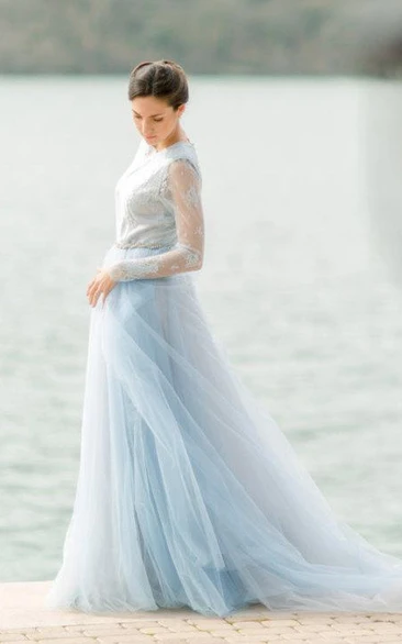 Blue lace bridal best sale