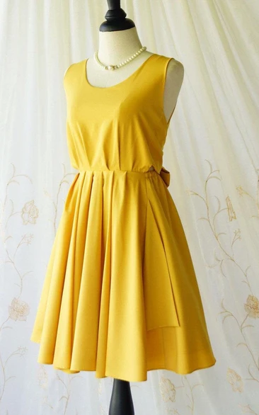 A Line Mustard Backless Dress