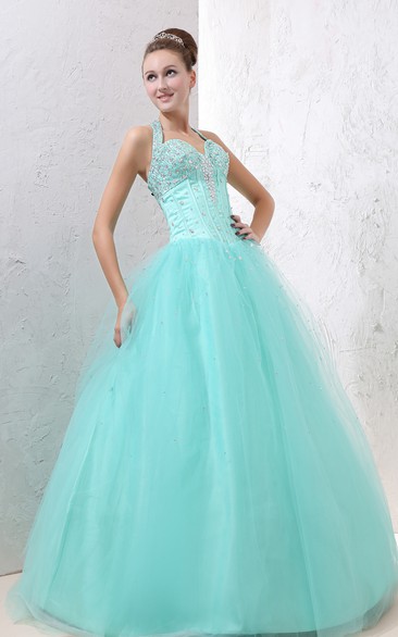 A-Line Princess Ball Gown With Embellished Top And Soft Tulle