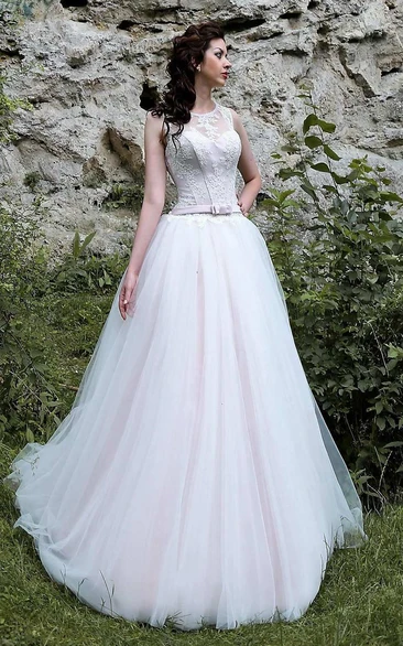 Sexy A Line Plus Size Tulle Corset Back Wedding Dress with