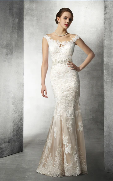 Mermaid Lace Wedding Gown With Beaded Waist