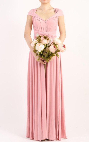 Rose Pink Long Floor Length Ball Gown Infinity Convertible Formal Multiway Wrap Bridesmaid Party Evening Wedding Dress