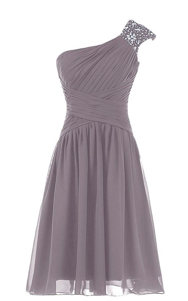 Short Grey Chiffon Dress