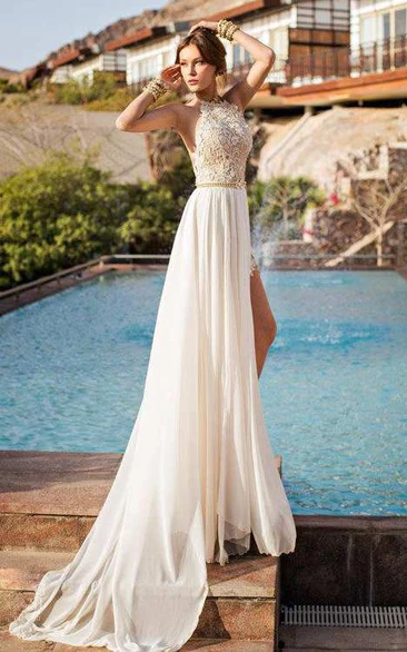 Wedding Jumpsuit Bridal Pantsuit Detachable Train V Neck Lace