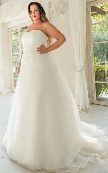 Simple Sweetheart Sleeveless Floor-Length A Line Wedding Dress With Appliques