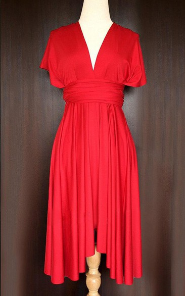 Red Bridesmaid Convertible Wrap Dress