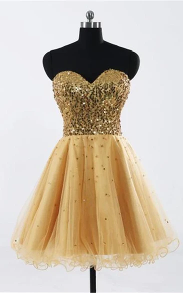 Glamorous Sweetheart Sleeveless Short Homecoming Dress With Sequins
