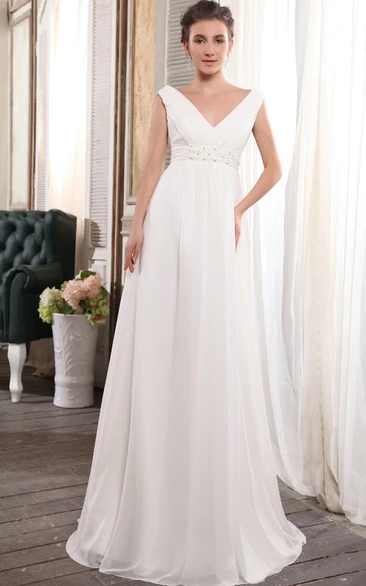 Adorable Strapless Deep Empire Gown With Crystal Detailing