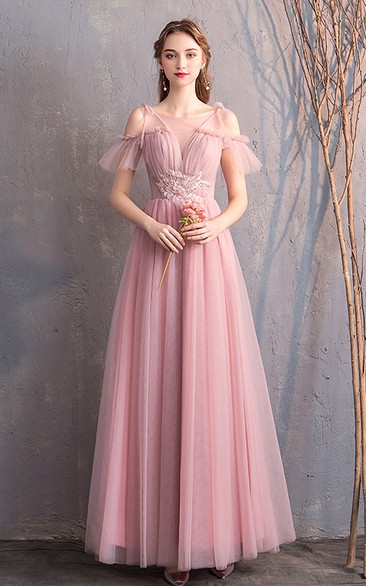 OFF SHOULDER TULLE LAYERED DRESS