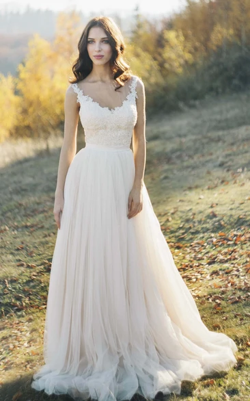 Cream Color Lace Bridals Dress, Lace Pale Wedding Dresses - June