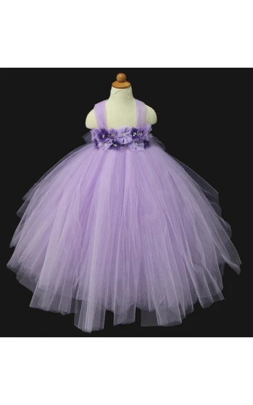 Crystal and Rhinestone Violet and Purple Flower Girl Tutu Dress