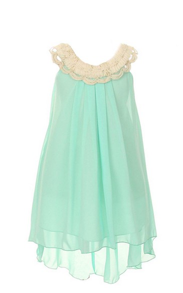 Sleeveless A-line High-low Pleated Dress With Bow