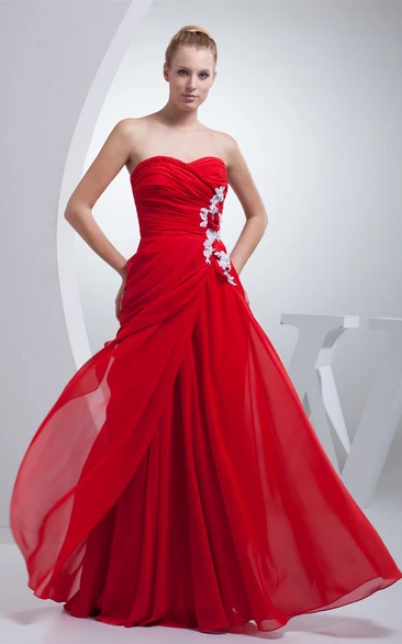 Sweetheart Criss-Cross Floor-Length Dress with Pleated and Appliques