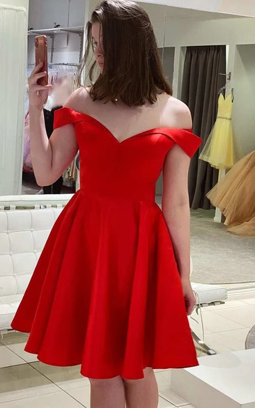 Romantic Satin Off-the-shoulder Homecoming Dress With Corset Back