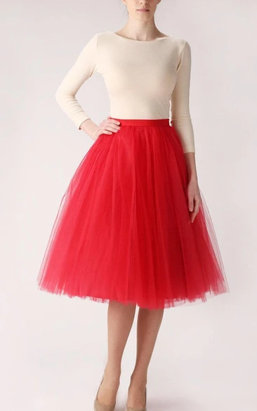 Red Tulle Skirt Handmade Long Skirt Handmade Tutu Skirt High Quality Skirt Tea Length Petticoat Tea Length Skirt Dress
