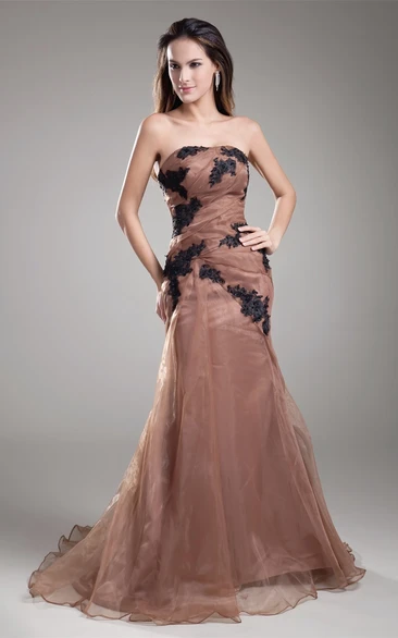 Strapless Mermaid Floor-Length Dress with Appliques