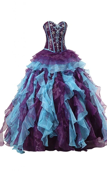 Sweetheart A-line Ball Gown With Ruffles and Appliques