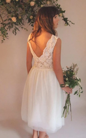 V-Neck Tulle Lace Low-V Back Wedding Dress
