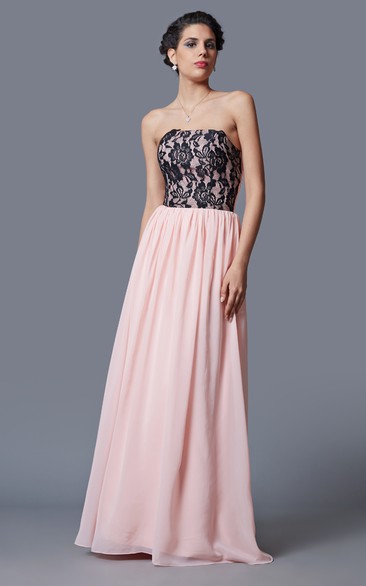 Fantastic Sleeveless Lace Appliqued Long Chiffon Dress With Pleats