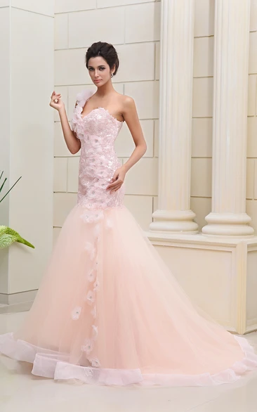 pale blush wedding dress