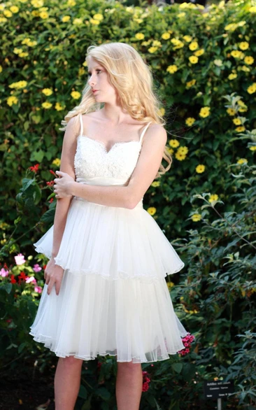 Ellan Knee Length Wedding Weddig Dress