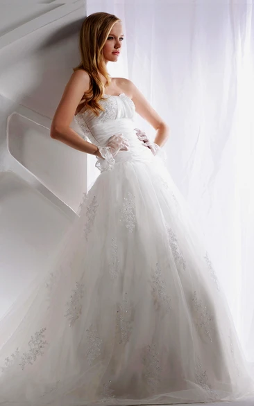 Sweetheart Tulle A-Line Gown With Beading and Ruched Waist