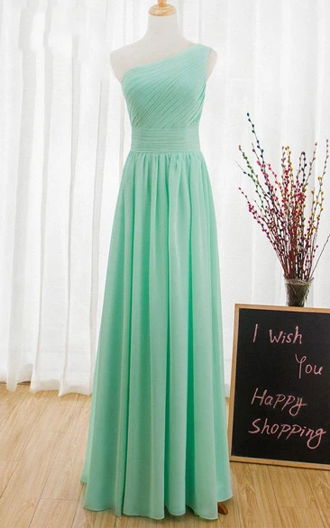 One Shoulder Mint Green Prom Sexy Long Evening Cheap Homecoming Chiffon Party Bridesmaid Dress